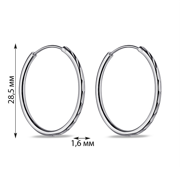 Серебряные серьги-кольца без камней (арт. 7502/9850/30) – изображение 2