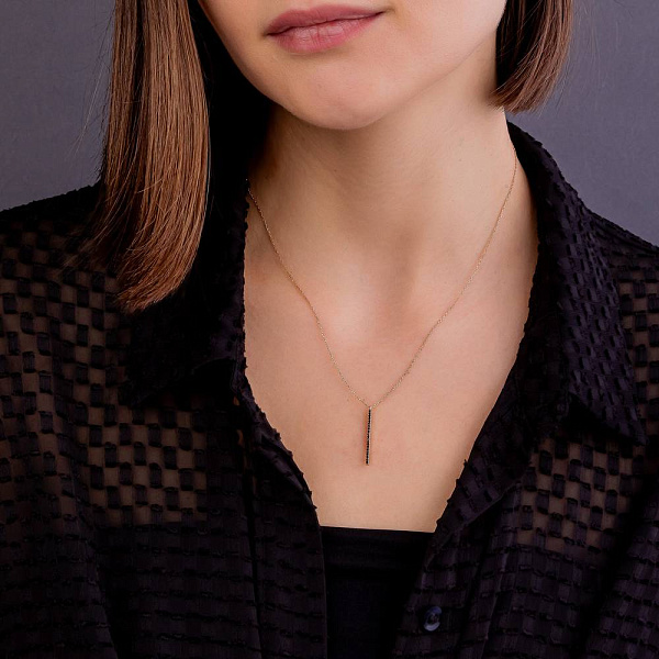 Золоте двостороннє кольє з білими і чорними фіанітами (арт. 352451ч) – зображення 4