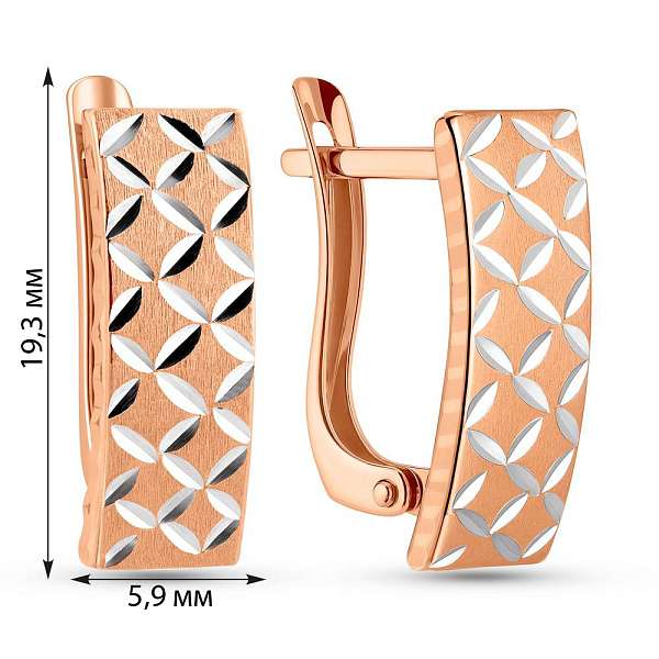 Серьги из красного золота с родированием (арт. 121818) – изображение 3