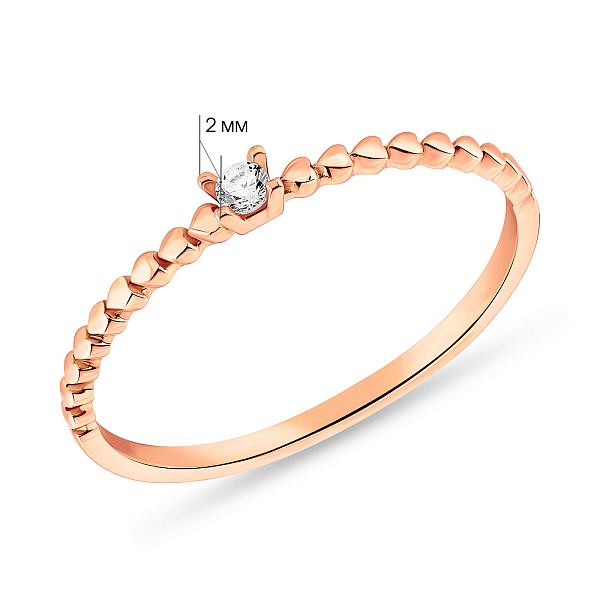 Тонкое кольцо из красного золота с одним фианитом (арт. 155228) – изображение 8