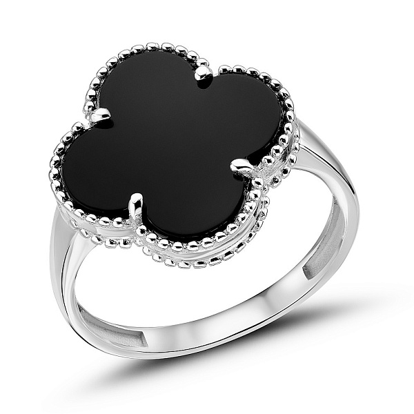 Каблучка з білого золота з оніксом (арт. 154872/15бо) – зображення 1