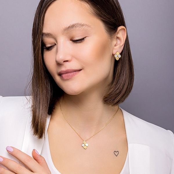 Золотое колье с перламутром Francelli (арт. 352718жп) – изображение 4