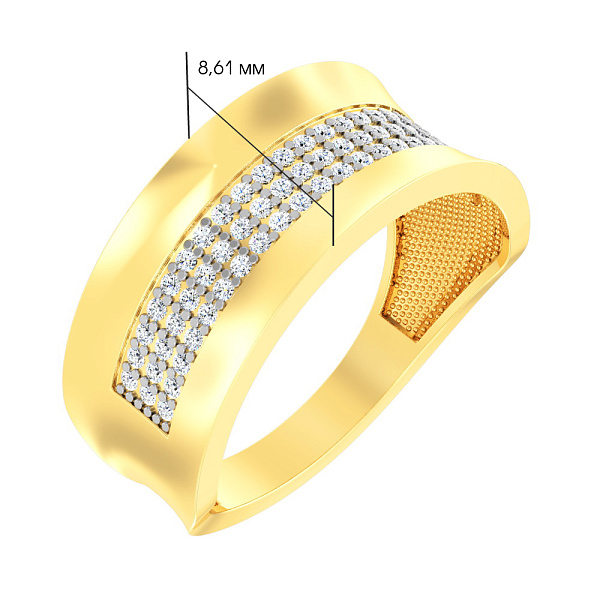 Золотое кольцо с фианитами (арт. 141600ж) – изображение 2