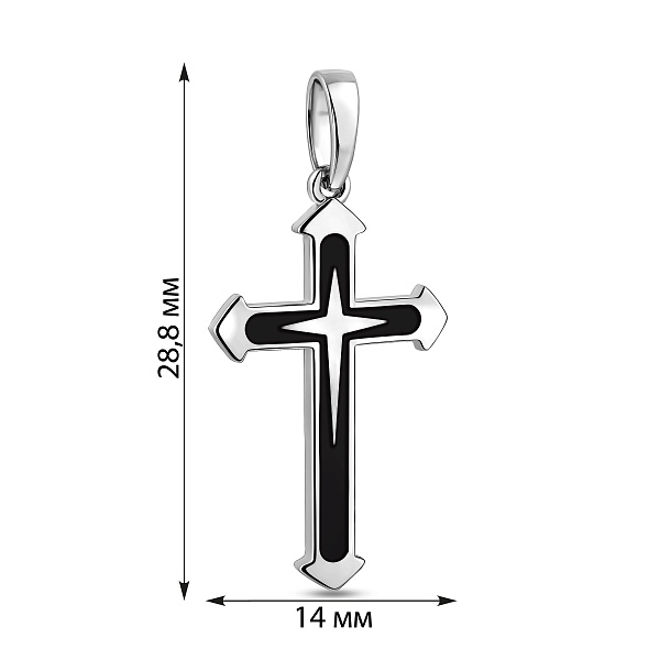 Хрестик з білого золота з емаллю (арт. 440876беч) – зображення 3
