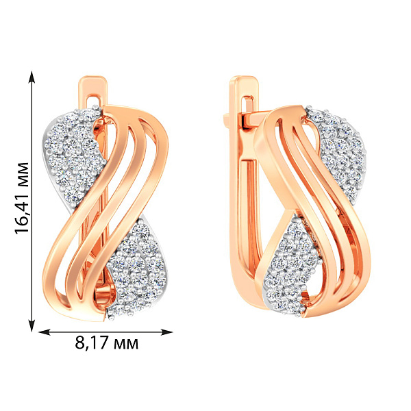 Золоті сережки «Нескінченність» з білими фіанітами (арт. 111150) – зображення 3