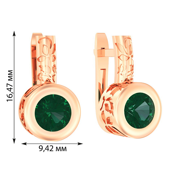Золоті сережки з кварцом (арт. 118600Пз) – зображення 2