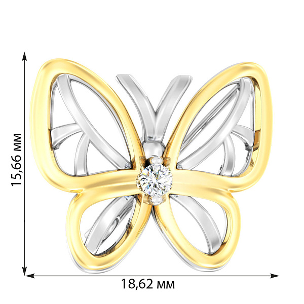 Золота брошка «Метелик» з фіанітом (арт. 360089бж) – зображення 2