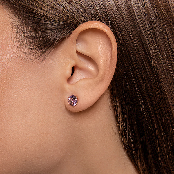 Золоті сережки пусети з аметистом (арт. 110341Па) – зображення 2