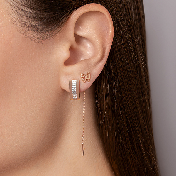 Золотые серьги с фианитами (арт. 111600) – изображение 2