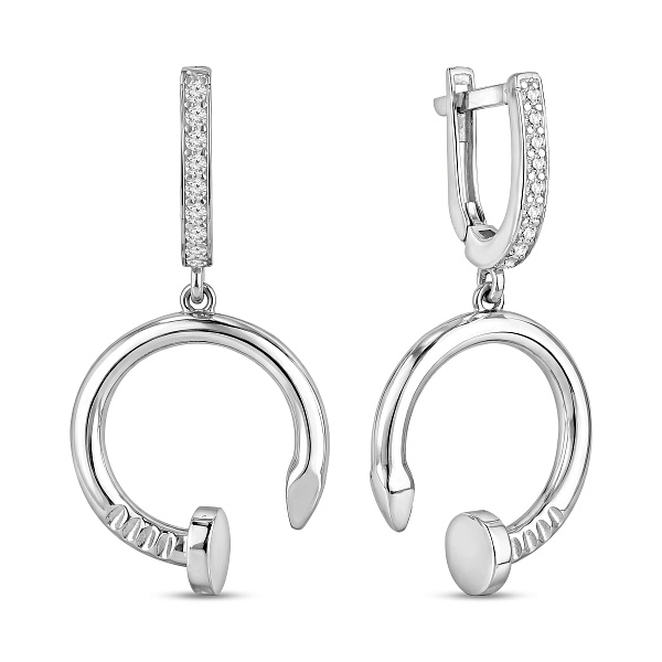 Золоті сережки з фіанітами Цвях (арт. 105402б) – зображення 1