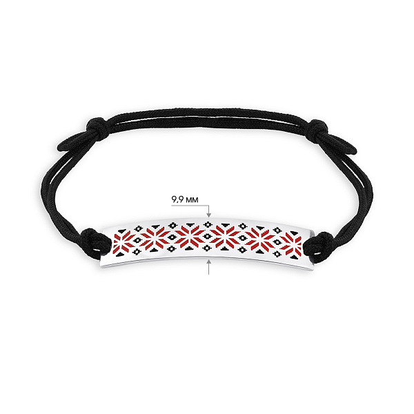 Браслет на шелковой нити с серебряной вставкой (арт. 7309/2191чекч) – изображение 2