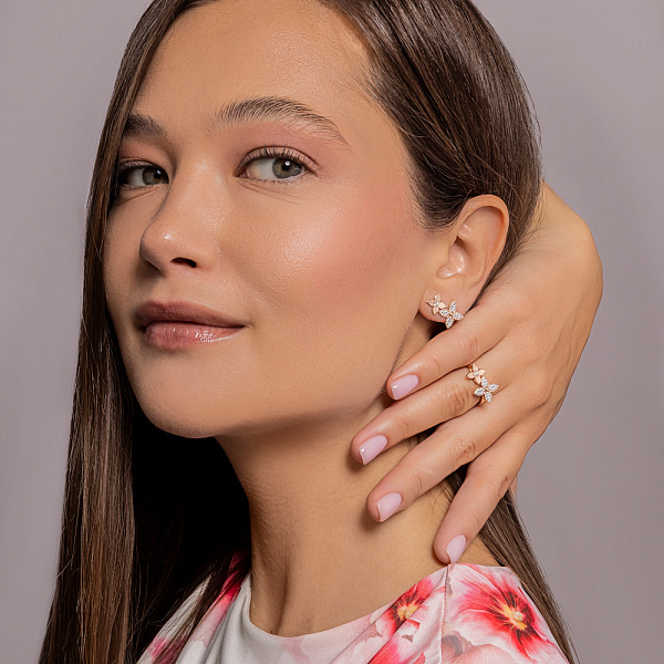 Пусеты золотые с фианитами (арт. 111442) – изображение 4