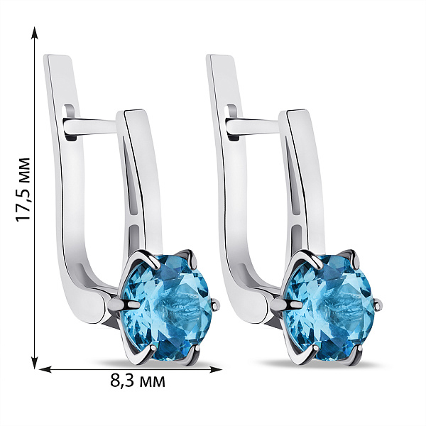 Сережки зі срібла з блакитним топазом (арт. 7502/483Пгсп) – зображення 2