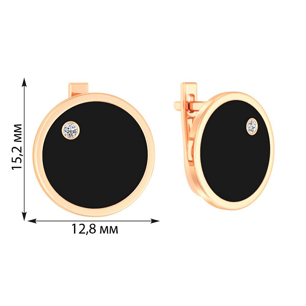 Золотые сережки Лýна с эмалью и фианитами (арт. 111169ч) – изображение 4