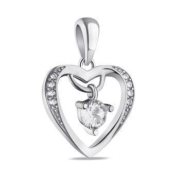 Серебряный подвес "Сердце" с фианитами (арт. 7503/3662)
