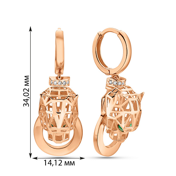 Золотые серьги Пантера (арт. 1091380з) – изображение 5