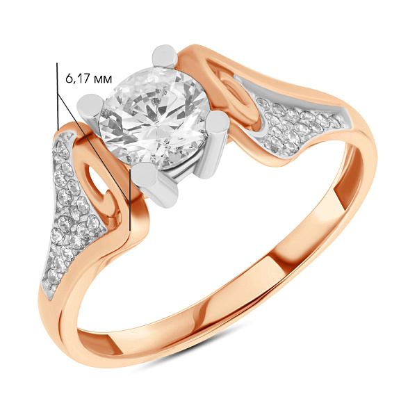 Кольцо из красного золота с фианитами (арт. 152251) – изображение 2