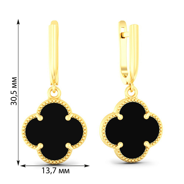 Золоті сережки з оніксом (арт. 110714/12жо) – зображення 2