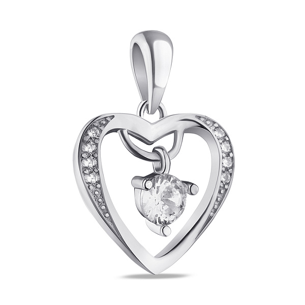 Серебряный подвес "Сердце" с фианитами (арт. 7503/3662) – изображение 1