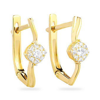 Фото Золотые серьги с фианитами в желтом цвете металла (арт. 110409ж)