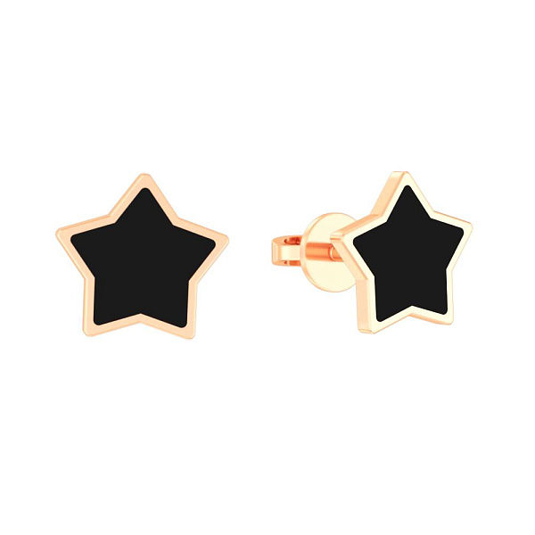 Золотые серьги-пусеты с эмалью (арт. 111215еч) – изображение 1