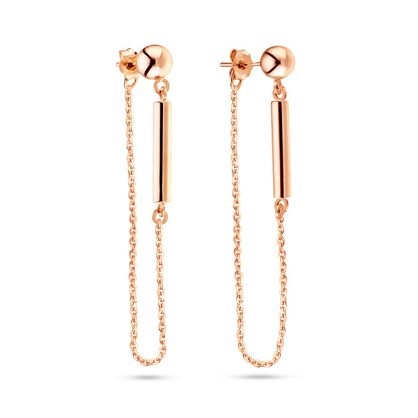 Золотые серьги пусеты с подвесками (арт. 104740) – изображение 1