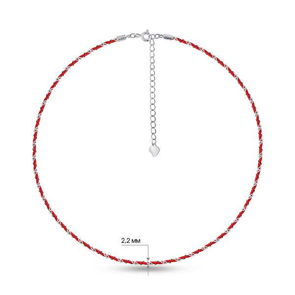 Серебряное колье с красной шелковой нитью (арт. 7507/2207к) – изображение 3