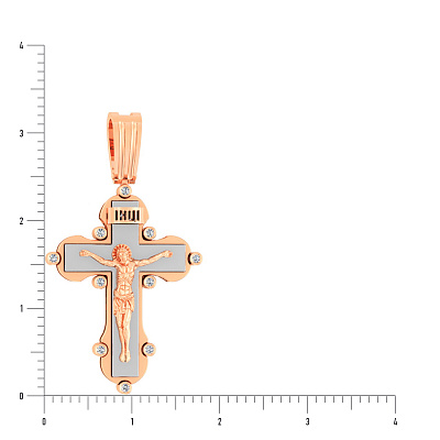 Золотой нательный крестик с распятием и фианитами (арт. 501633)