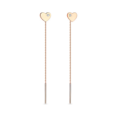 Золоті сережки-ланцюжки «Серце»  (арт. 110828)