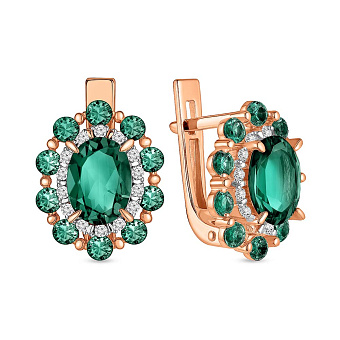 Серьги из красного золота с кварцем и фианитами (арт. 111108Пз)