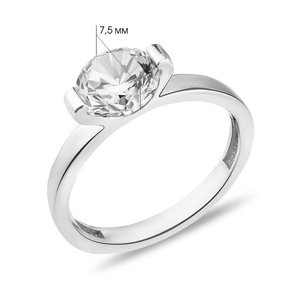 Золотое кольцо с крупным фианитом (арт. 155170б) – изображение 2