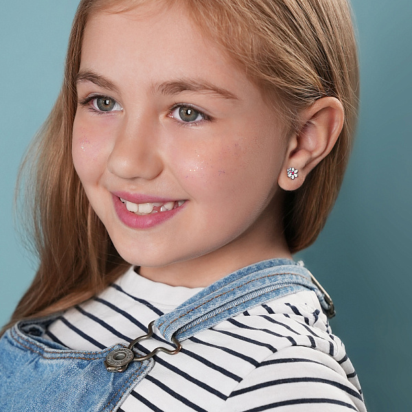 Серебряные серьги пусеты с эмалью (арт. 7518/6805ебг) – изображение 3