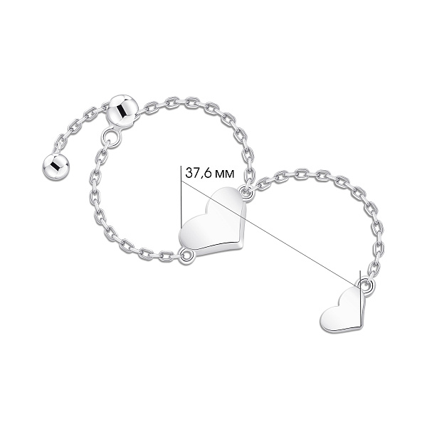 Серебряное регулируемое кольцо сердечко (арт. 7501/8923) – изображение 2