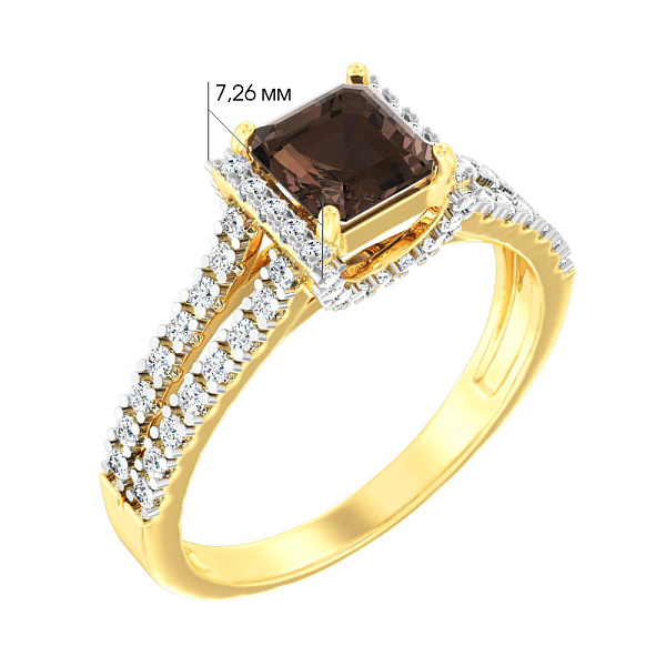 Золотое кольцо с кварцем (арт. 140523Пжкр) – изображение 2