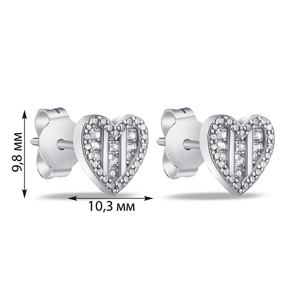 Серьги-пусеты из серебра в форме сердца (арт. 7518/6427) – изображение 2