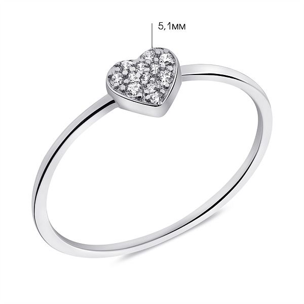 Серебряное кольцо Сердце с фианитами (арт. 7501/6802) – изображение 2