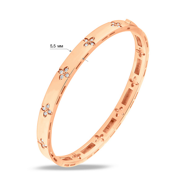 Жорсткий браслет з червоного золота з фіанітами (арт. 326343) – зображення 5