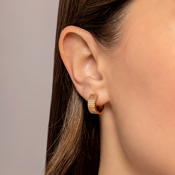 Сережки-кільця з золота з алмазною гранню (арт. 120303) – зображення 2