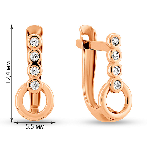 Сережки з червоного золота з фіанітами (арт. 1091168) – зображення 2