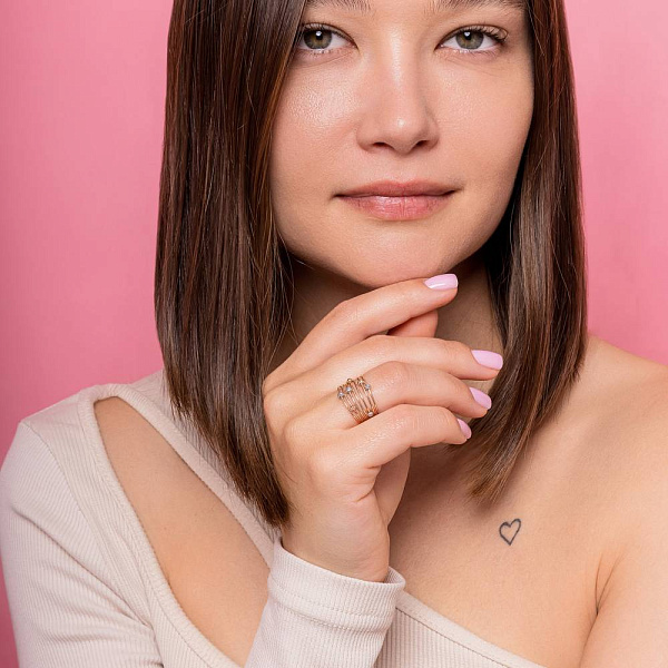 Багатошарова золота каблучка (арт. 1401015) – зображення 4