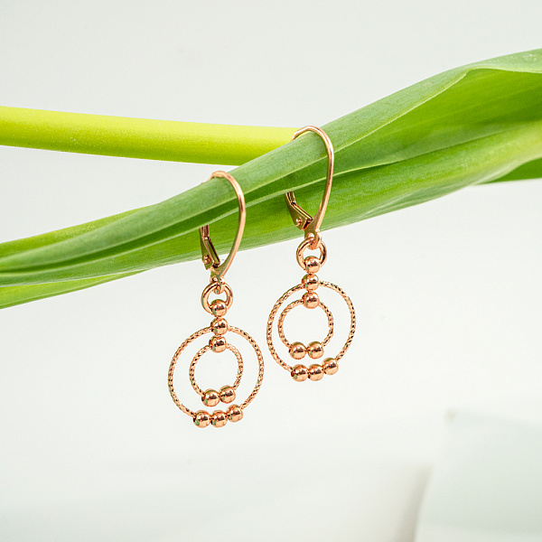 Серьги-подвески из красного золота с шариками (арт. 109212) – изображение 2