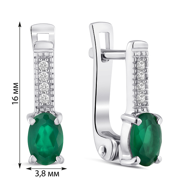 Серебряные серьги с агатом и фианитами (арт. 7502/2188773Аз) – изображение 2