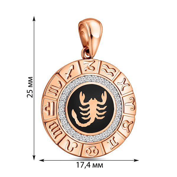 Золотой подвес "Скорпион" с эмалью и фианитами (арт. 440681ечск) – изображение 6
