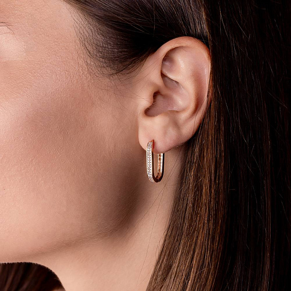 Золотые сережки с дорожкой из фианитов (арт. 1091072/20) – изображение 3