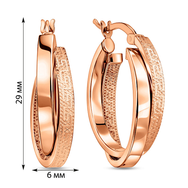 Серьги-кольца Олимпия с переплетением красного золота (арт. 106149/25) – изображение 2