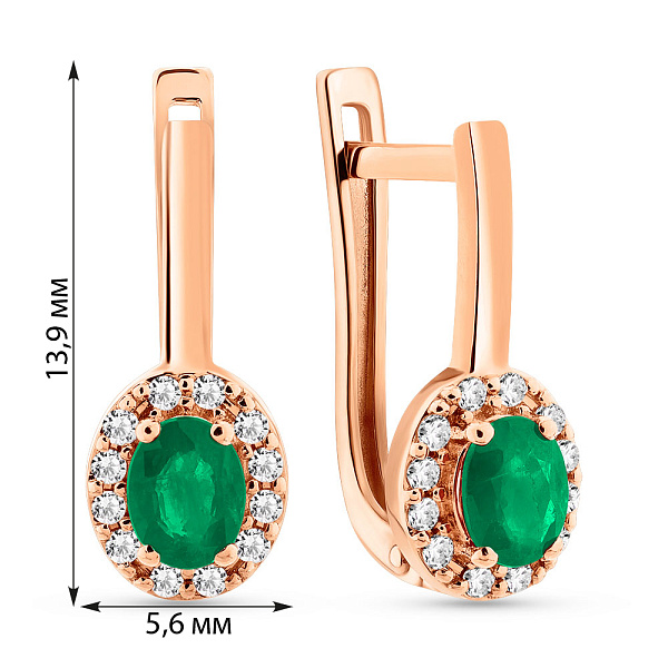 Сережки з червоного золота з смарагдом і діамантами  (арт. С011785и) – зображення 2