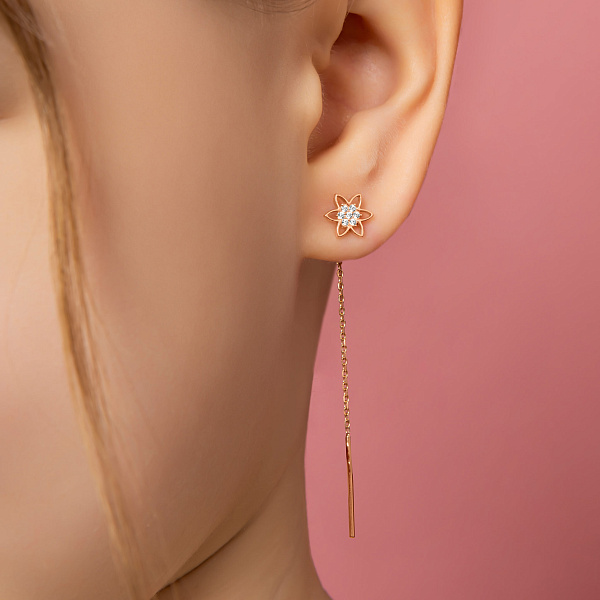 Золоті сережки-протяжки з фіанітами (арт. 110555) – зображення 2