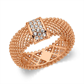 Кольцо из красного золота с фианитами (арт. 156723)