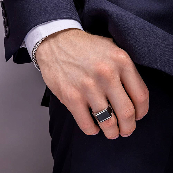 Срібна печатка з емаллю (арт. 7506/6690еч) – зображення 3