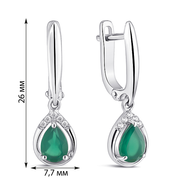 Серебряные серьги с агатом и фианитами (арт. 7502/2189718Аз) – изображение 2